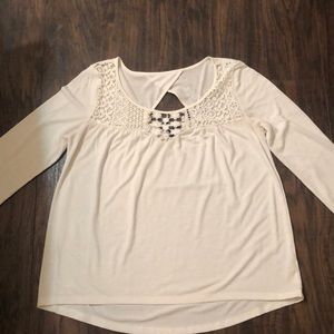 Cream long sleeve lace top